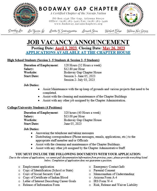 Job Announcement | Bodaway/Gap